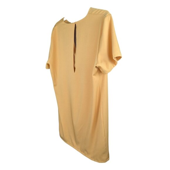 AmyEnjoyLife Mini Shirt Dress XL Long V-Neck Short Sleeve Keyhole Back Mustard - Picture 4 of 8